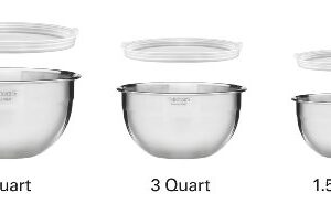 Cuisinart CTG-00-SMB Stainless Steel Mixing Bowls with Lids, 3 Piece, 5 quartz