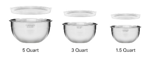 Cuisinart CTG-00-SMB Stainless Steel Mixing Bowls with Lids, 3 Piece, 5 quartz