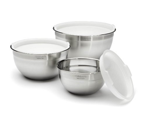 Cuisinart CTG-00-SMB Stainless Steel Mixing Bowls with Lids, 3 Piece, 5 quartz