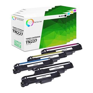 tct premium compatible toner cartridge replacement with chip for brother tn227 tn-227 works with brother hl-l3210cw, mfc-l3710cw l3750cdw, dcp-l3510cdw printers (b, c, m, y) – 5 pack