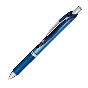 pentel gel pen, retractable/refillable, needle tip, 0.5mm, blue (penbln75c)