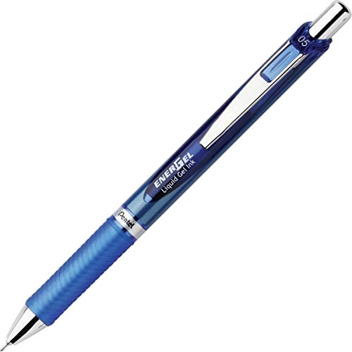 Pentel Gel Pen, Retractable/Refillable, Needle Tip, 0.5mm, Blue (PENBLN75C)