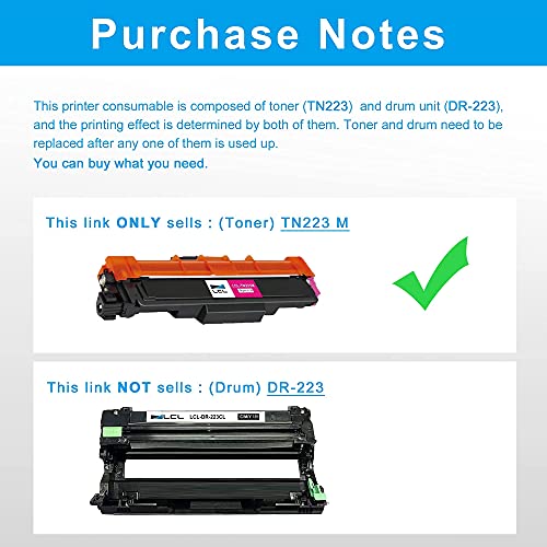 LCL Compatible Toner Cartridge Replacement for Brother TN223 TN-223 TN223M TN-223M HL-L3210CW HL-L3230CDW HL-L3270CDW HL-L3290CDW MFC-L3710CW MFC-L3750CDW MFC-L3770CD HL-L3230CDN (1-Pack Magenta)