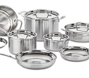 12 Piece Cookware Set by Cuisinart, MultiClad Pro Triple Ply, Silver, MCP-12N