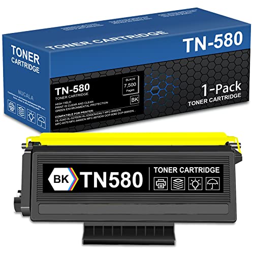 NUCALA Compatible TN-580 TN580 TN 580 High Yield Toner Cartridge Replacement for Brother HL-5240 5250DN/DNT 5270DN 5280DW 5350DN/DNLT MFC-8370 8460N 8470DN 8480DN DCP-8065DN Printer Ink 1-Pack, Black