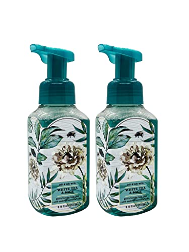 Bath and Body Works Gentle Foaming Hand Soap, White Tea and Sage 8.75 Ounce (2-Pack) with Ginseng Extracts