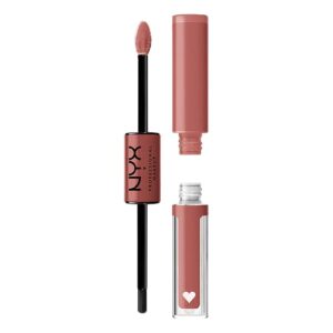 nyx professional makeup shine loud, long-lasting liquid lipstick with clear lip gloss – magic maker (dusty nude mauve)