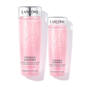 lancôme duo set tonique confort hydrating face toner – for visibly glowing skin – with hyaluronic acid – 6.7 fl oz & 4.2 fl oz