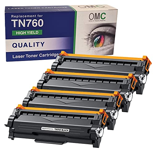 OMC Compatible Toner Cartridge Replacement for Brother TN760 TN-760 TN730 TN-730 for Use with HL-L2325DW HL-L2390DW MFC-L2710DW MFC-L2750DW MFC-L2717DW DCP-L2550DW (4 Pack)