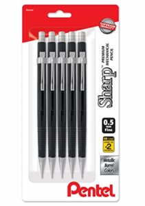 pentel sharp mechanical pencil 0.5 mm – black – pack of 5