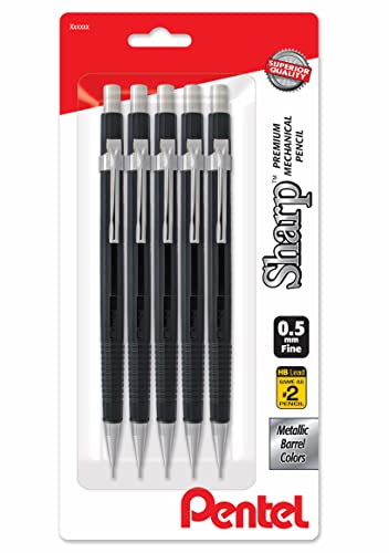 Pentel Sharp Mechanical Pencil 0.5 mm - Black - Pack of 5