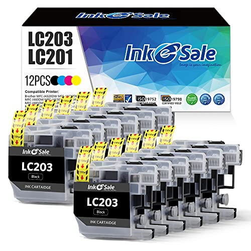 INK E-SALE Compatible LC203 LC201 Ink Cartridge Replacement for Brother LC203 XL LC201 XL for MFC-J460DW J480DW J485DW J680DW J880DW J885DW J4320DW J4420DW J4620DW J5620DW J5520DW J5720DW (12 Pack)