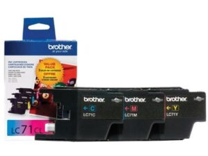 brother lc71cl ink cartridge (c,m,y) 3 pack in retail packaging