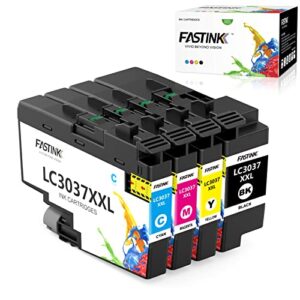 lc3037xxl compatible ink cartridges replacement for brother lc 3037 xxl lc-3037xxl lc3037bk 4 pack work with brother mfc-j5945dw mfc-j6945dw mfc-j5845dwxl mfc-j6545dwxl printer (bk/c/m/y)