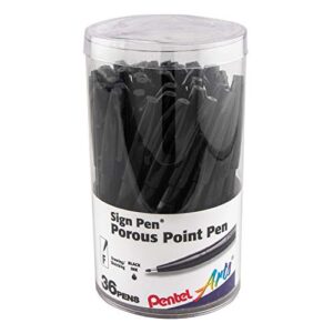 Pentel Arts Sign Pen, Fiber-tipped, Black Ink 36-pk Canister (S520PC36A)