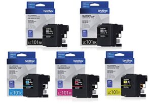 genuine brother lc101 (lc-101) color (bk/c/m/y) ink cartridge 5-pack (2xlc101bk, lc101c, lc101m, lc101y) for brother mfcj470dw mfcj475dw mfcj650dw mfcj870dw mfcj875dw