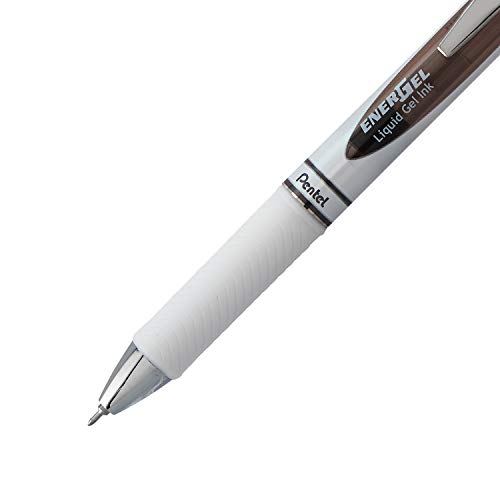 Pentel EnerGel Pearl RTX Gel Pen, (0.5mm), Fine Line, Needle Tip, Black Ink, Box of 12 (BLN75PW-A)