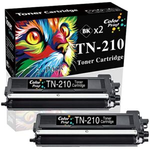 2-pack colorprint compatible tn210 toner cartridge replacement for tn-210 tn-210bk tn210bk work with hl-3075cw hl-3070cw hl-3040cn hl-3045cn mfc-9325cw mfc-9320cw mfc-9120cn printer (black)