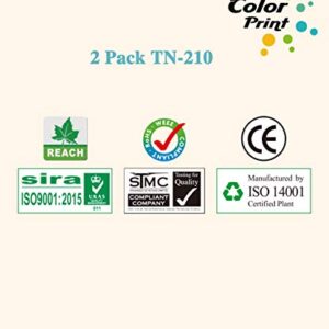 2-Pack ColorPrint Compatible TN210 Toner Cartridge Replacement for TN-210 TN-210BK TN210BK Work with HL-3075CW HL-3070CW HL-3040CN HL-3045CN MFC-9325CW MFC-9320CW MFC-9120CN Printer (Black)