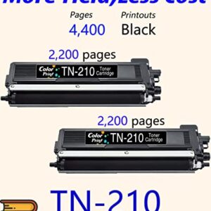 2-Pack ColorPrint Compatible TN210 Toner Cartridge Replacement for TN-210 TN-210BK TN210BK Work with HL-3075CW HL-3070CW HL-3040CN HL-3045CN MFC-9325CW MFC-9320CW MFC-9120CN Printer (Black)