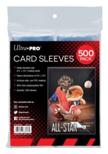 ultra pro clear card sleeves for standard size trading cards measuring 2.5″ x 3.5″ (500 count pack)