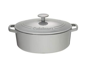 cuisinart chef’s classic enameled cast iron 5.5-quart oval covered casserole, enameled cool grey