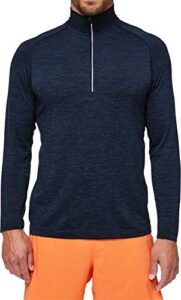 lululemon mens metal vent tech 1/2 zip long sleeve shirt (mineral blue/nautical navy, l)