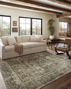 magnolia home by joanna gaines x loloi sinclair collection sin-01 machine washable pebble / taupe 8′-6″ x 11′-6″ area rug