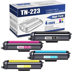 tn223 compatible tn-223bk tn-223c tn-223y tn-223m toner cartridge replacement for brother tn-223 mfc-l3770cdw mfc-l3710cw hl-3210cw dcp-l3510cdw toner.(1bk+1c+1y+1m)