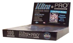 ultra pro 1-pocket platinum page with 8-1/2″ x 11″ pocket 100 ct.