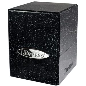 ultra pro – satin cube 100+ card deck box (glitter black) – protect your gaming cards, sports cards or collectible cards in stylish glitter deck box, perfect for safe traveling