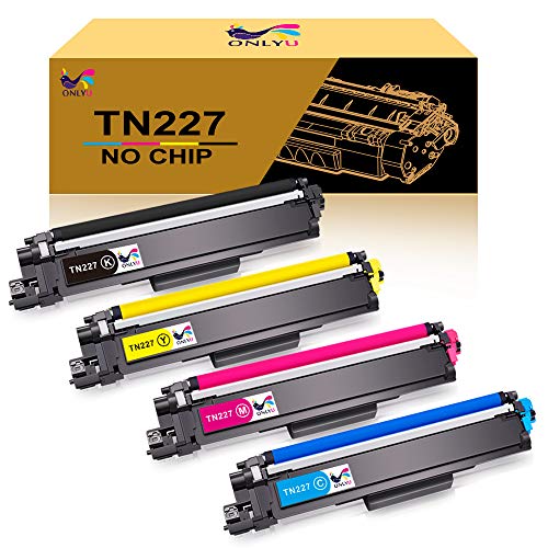 ONLYU No Chip Compatible Toner Cartridge Replacement for Brother TN227 TN-227 TN227BK TN223 TN 227 for HL-L3210CW HL-L3230CDW HL-L3270CDW HL-L3290CDW MFC-L3710CW MFC-L3750CDW MFC-L3770CDW - 4 Pack