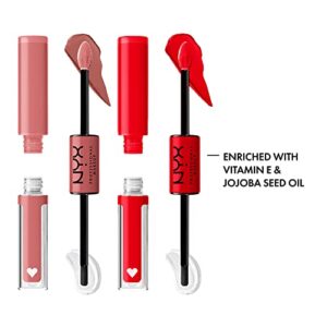 NYX PROFESSIONAL MAKEUP Shine Loud, Long-Lasting Liquid Lipstick with Clear Lip Gloss - Pack of 2 (Cash Flow, Rebel In Red)