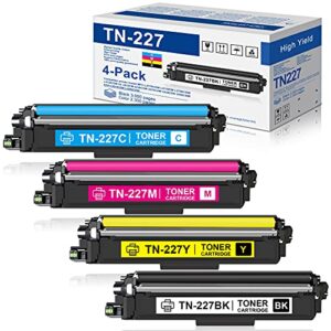 4-pack (bk+c+m+y) tn227 tn 227 tn-227 toner cartridge compatible for mfc-l3770cdw l3750cdw hl-3210cw 3230cdw 3230cdn 3290cdw dcp-l3510cdw l3550cdw printer toner cartridge