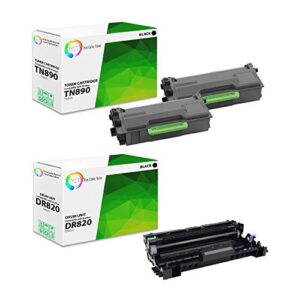 tct premium compatible toner cartridge and drum unit replacement for brother tn-890 dr-820 works with brother hl-l6400dw l6400dwt l6250dw, mfc-l6900dw l6750dw printers (2 tn890, 1 dr820) – 3 pack