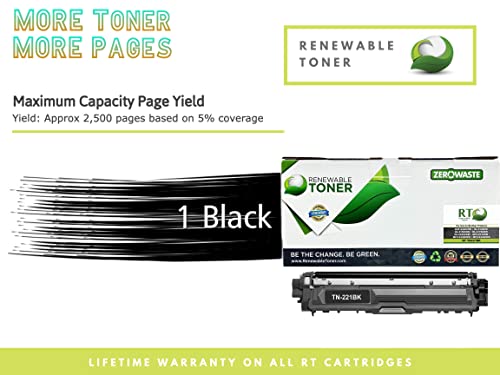 RT TN221BK Toner Compatible Replacement for Brother TN221 TN-221 TN225 | Works with MFC-9130CW 9330CDW HL-3140CW 3170CDW 3180CDW | Black Printer Ink Cartridge