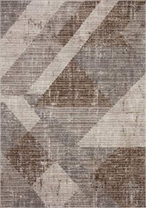 loloi ii austen collection aus-04 stone/bark, contemporary 6′-7″ x 9′-2″ area rug