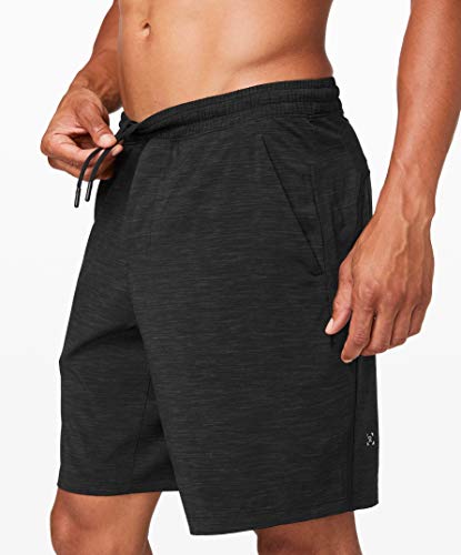 Lululemon Athletica Mens Pace Breaker Short Linerless (Heather Allover Deep Coal Black, M)