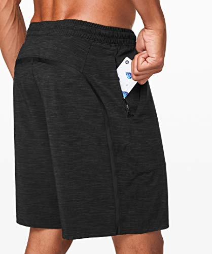 Lululemon Athletica Mens Pace Breaker Short Linerless (Heather Allover Deep Coal Black, M)