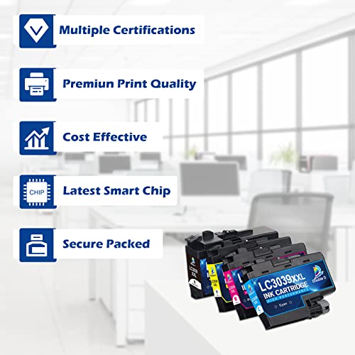 DOUBLE D Compatible LC3039 Ink Cartridges Replacement for Brother LC3039 LC3039XXL LC-3039BK LC3037 LC3037BK LC-3037XXL,Work for Brother MFC-J5945DW MFC-J6945DW MFC-J5845DW MFC-J6545DW(4 Pack)