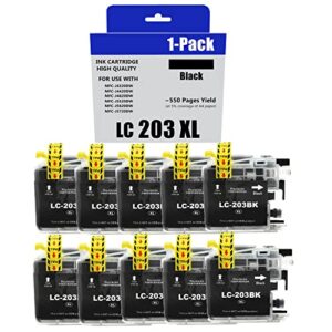 lc203bk xl compatible ink cartridge for brother lc203xl lc201xl lc203 lc201 black cartridgesto use with mfc-j480dw mfc-j880dw mfc-j4420dw mfc-j680dw mfc-j885dw printer (10 pack black)