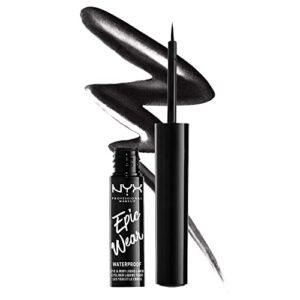 nyx professional makeup epic wear metallic liquid liner, long-lasting waterproof eyeliner – black metal