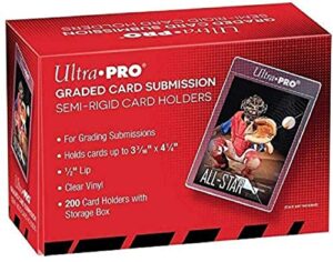 200 ultra pro graded card submission semi rigid 1/2″ lip tall sleeves with storage box