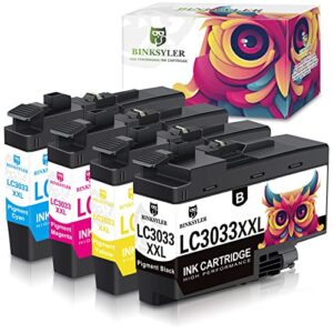 binksyler upgraded lc3033xxl lc3033 ink cartridges replacement for brother lc3033 lc3033xxl lc3035 work for brother mfc-j995dw mfc-j995dwxl mfc-j815dw mfc-j805dwxl printer (bk/c/m/y) 4 pack