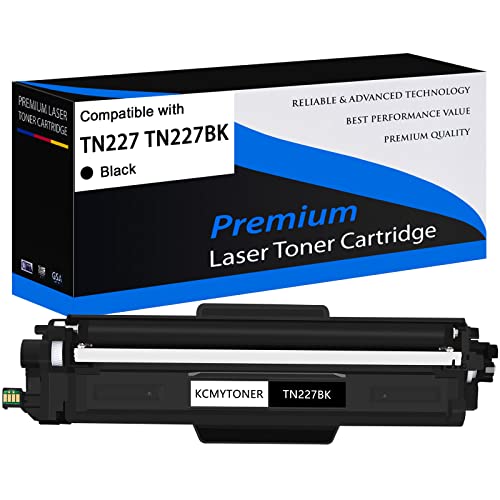 KCMYTONER 1 Pack High Yield Black Compatible Toner Cartridge Replacement for Brother TN227BK TN227 TN-227 TN223 to use with MFC-L3750CDW MFC-L3710CW HL-L3210CW HL-L3290CDW Printers