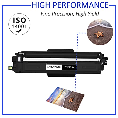 KCMYTONER 1 Pack High Yield Black Compatible Toner Cartridge Replacement for Brother TN227BK TN227 TN-227 TN223 to use with MFC-L3750CDW MFC-L3710CW HL-L3210CW HL-L3290CDW Printers