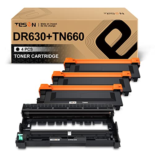 TN660+DR630 TESEN Compatible Toner and Drum Cartridge Replacement for Brother TN660 DR630 for use with MFC-L2700DW HL-L2300D HL-L2320D HL-L2340DW HL-L2360DN HL-L2380DW DCP-L2540DW (1 Drum + 3Toners)