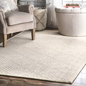 nuloom suzanne natural textured wool area rug, 4′ x 6′, cream