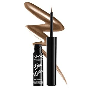 nyx professional makeup epic wear metallic liquid liner, long-lasting waterproof eyeliner – brown metal
