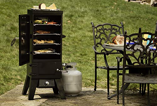 Cuisinart COS-244 Vertical Propane Smoker with Temperature & Smoke Control, Four Removable Shelves, 36", Black